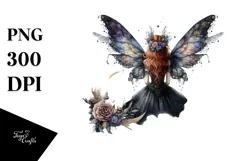 Gothic Fairy on Cloud Creative View, Watercolor PNG Product Image 1
