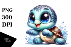 Cute Energetic Turtle, Transparent PNG Product Image 1