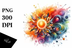 Colorful Sun Watercolor Abstract | Sublimation | Clipart Product Image 3