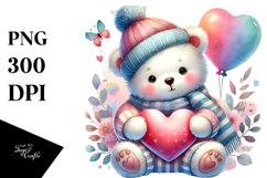 Colorful Watercolor Baby Bear, PNG Product Image 1