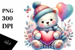 Colorful Watercolor Baby Bear, PNG Product Image 1