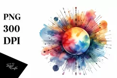 Colorful Sun Watercolor Abstract | Sublimation | Clipart Product Image 1