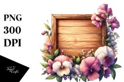 Detailed Wooden Piece with Sweet Pea | Clipart Product Image 1