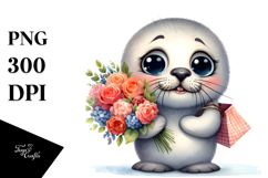 Shy Seal Big Eyes | Sublimation Clipart Product Image 1