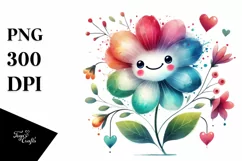 Smiling Flower with Hearts PNG Product Image 1