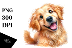 Happy Cartoon Golden Retriever PNG Product Image 1