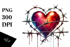 Colorful Heart with Barbwire PNG Product Image 1