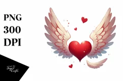 Simple Digital Heart with Wings, High-Res PNG Product Image 1