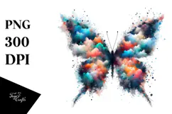 Colorful Butterfly with Silhouettes PNG Product Image 1