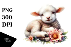 Baby Lamb Watercolor PNG Product Image 1