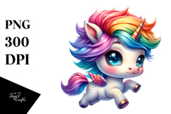 Running Baby Unicorn with Cool Haircut, PNG Product Image 1