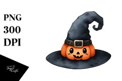 Funny Halloween Hat Watercolor | Sublimation Clipart Product Image 1