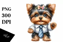 Baby Yorkshire Terrier Watercolor Clipart Product Image 1