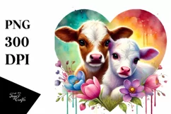 Baby Cow with Heart PNG Product Image 1