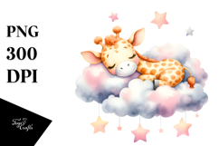 Baby Giraffe Sleeping on Cloud PNG Product Image 1