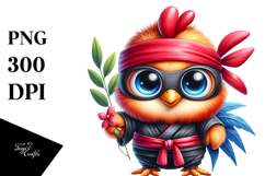 Baby Rooster in Ninja Outfit PNG Product Image 1