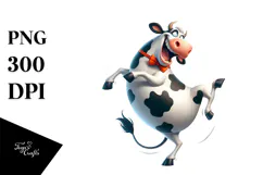Goofy Holstein Cow with Bow Tie PNG Product Image 1