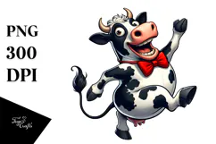 Goofy Holstein Cow with Bow Tie PNG Product Image 1