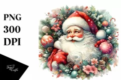 Colorful Vintage Santa, PNG Product Image 1