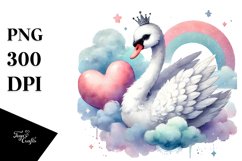 Colorful Pastel Swan Holding Heart Product Image 1