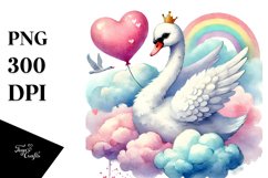 Colorful Pastel Swan Holding Heart Product Image 1