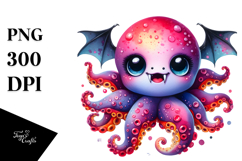 Colorful Baby Octopus Vampire Fangs | Sublimation | Clipart Product Image 1