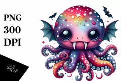 Colorful Baby Octopus Vampire Fangs | Sublimation | Clipart Product Image 3