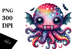 Colorful Baby Octopus Vampire Fangs | Sublimation | Clipart Product Image 1