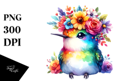 Hummingbird Flower Crown Clipart Product Image 1