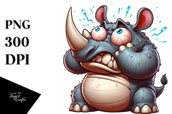 Dramatic Rhino with Rolling Eyes, Vector Art Product Image 1