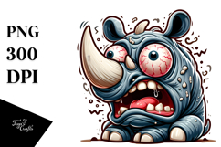 Dramatic Rhino with Rolling Eyes, Vector Art Product Image 1