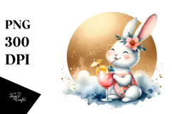 Bunny with Beachwear and Cocktail, High-Res PNG Product Image 1