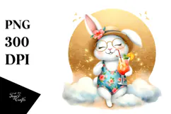 Happy Bunny in Beachwear PNG Product Image 1