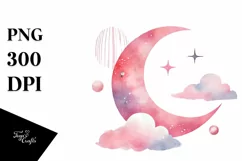 Smiling Pinkish Moon, Transparent PNG Product Image 1