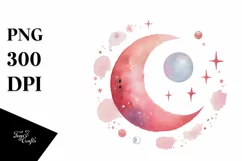 Smiling Pinkish Moon, Transparent PNG Product Image 1