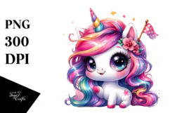 Crazy Cute Baby Unicorn PNG Product Image 1