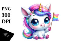 Crazy Cute Baby Unicorn PNG Product Image 1