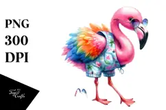 Colorful Baby Flamingo PNG Product Image 1