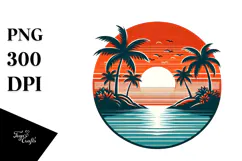 Retro Tropical Island Sunset, 20 oz Tumbler Product Image 1
