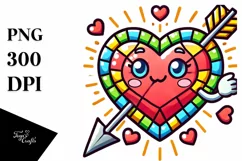 Cartoon Hearth with Arrow, High-Res PNG Product Image 1