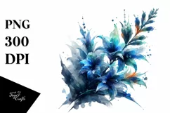 Splash of Abstract Lobelia Watercolor Product Image 1