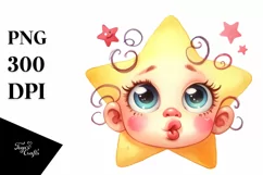 Watercolor Funny Baby Face PNG Product Image 3