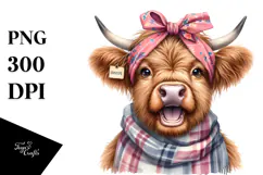 Highland Cow With Bandana | Sublimation | Clipart Product Image 1