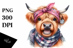 Highland Cow With Bandana | Sublimation | Clipart Product Image 3