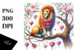 Colorful Watercolor Lion PNG Product Image 1