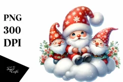 Vintage Santa with Gnomes PNG Product Image 1