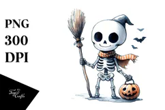 Simple Funny Skeleton Halloween Clipart PNG Product Image 1