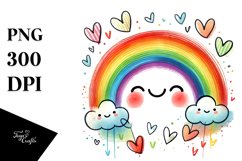 Smiling Rainbow with Hearts PNG Product Image 1