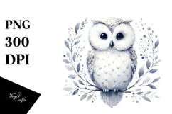 Simple Owl Watercolor PNG Product Image 1