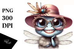 Funny Cute Dragonfly Smiling Vintage | Clipart Product Image 3